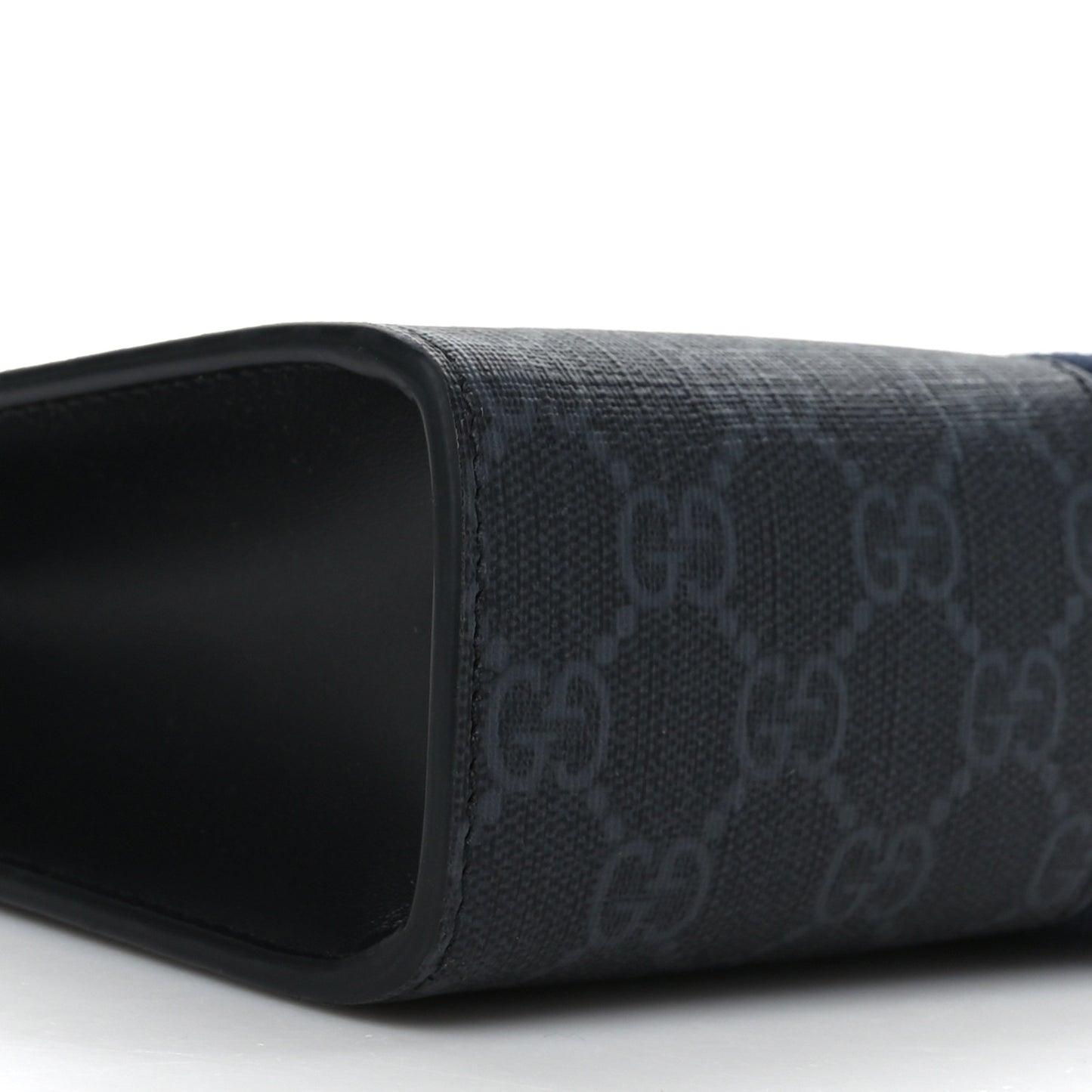 GG Supreme Monogram Selleria Calfskin Web New Web Cosmetic Case Black