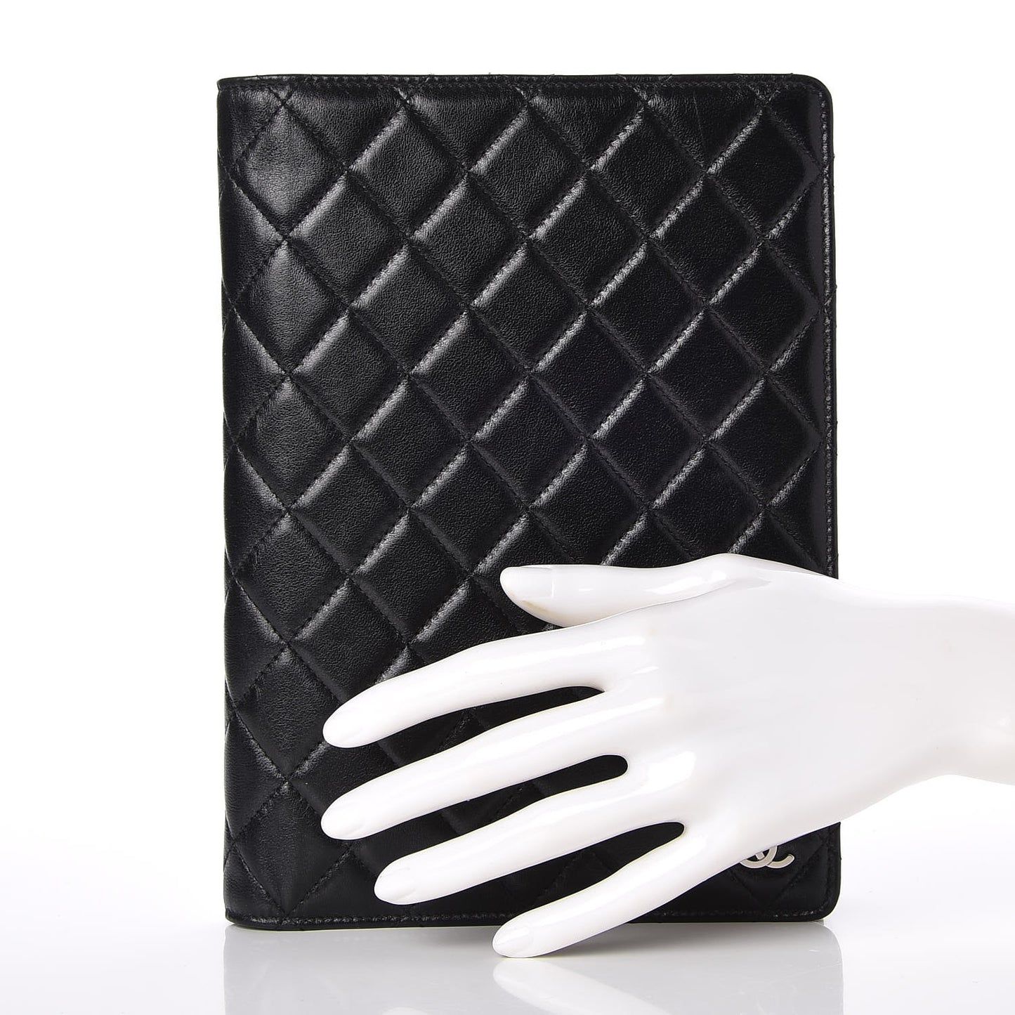 Lambskin Quilted Large Agenda Cover Black