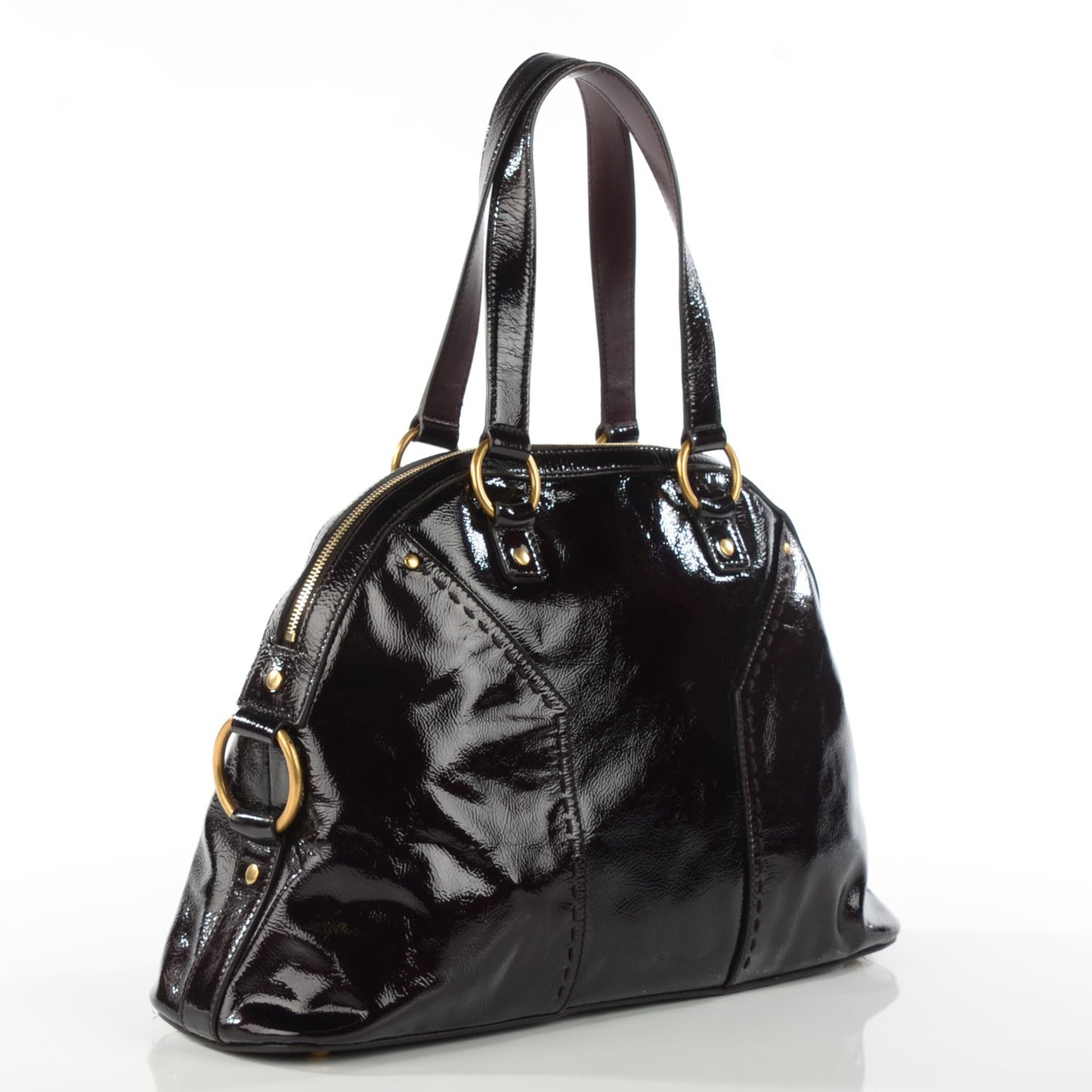 Patent Calfskin Large Muse Aubergine