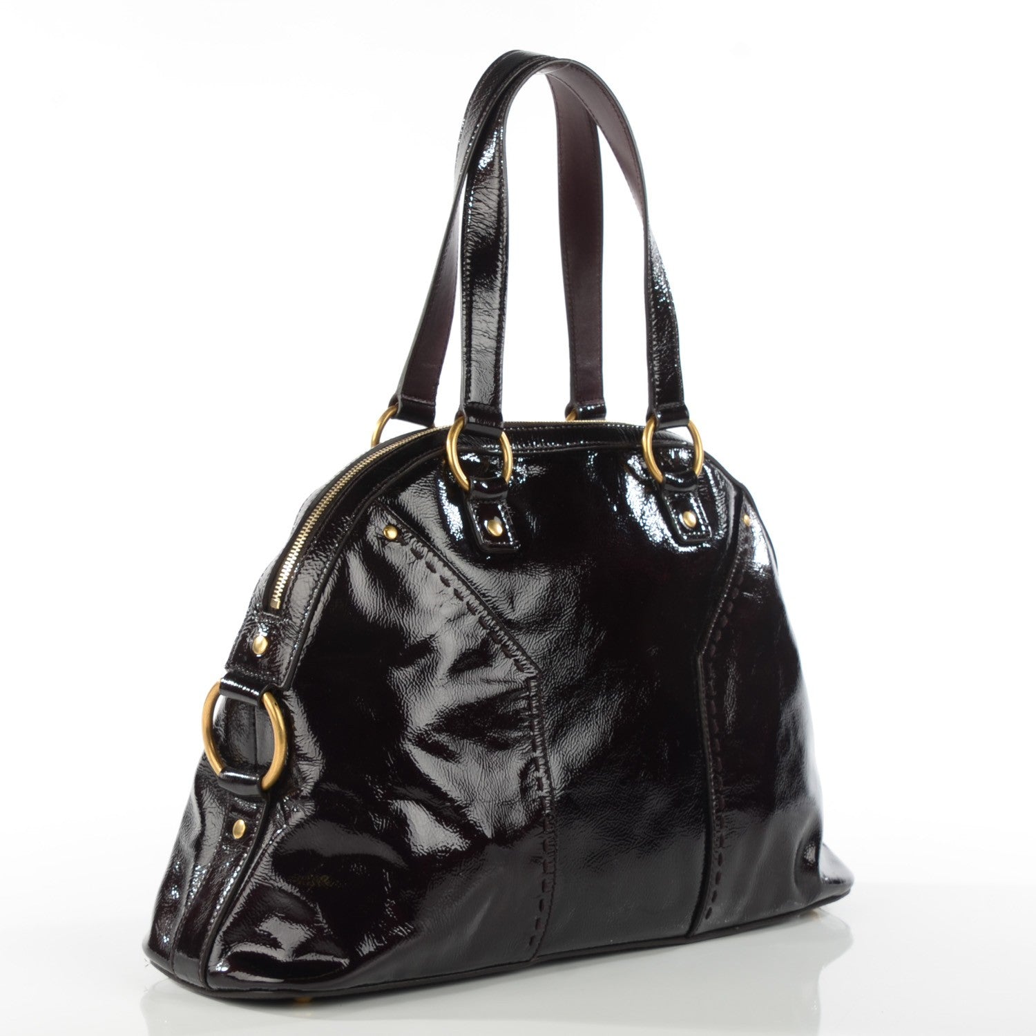 Saint Laurent Patent Calfskin Large Muse Aubergine 3 of 7