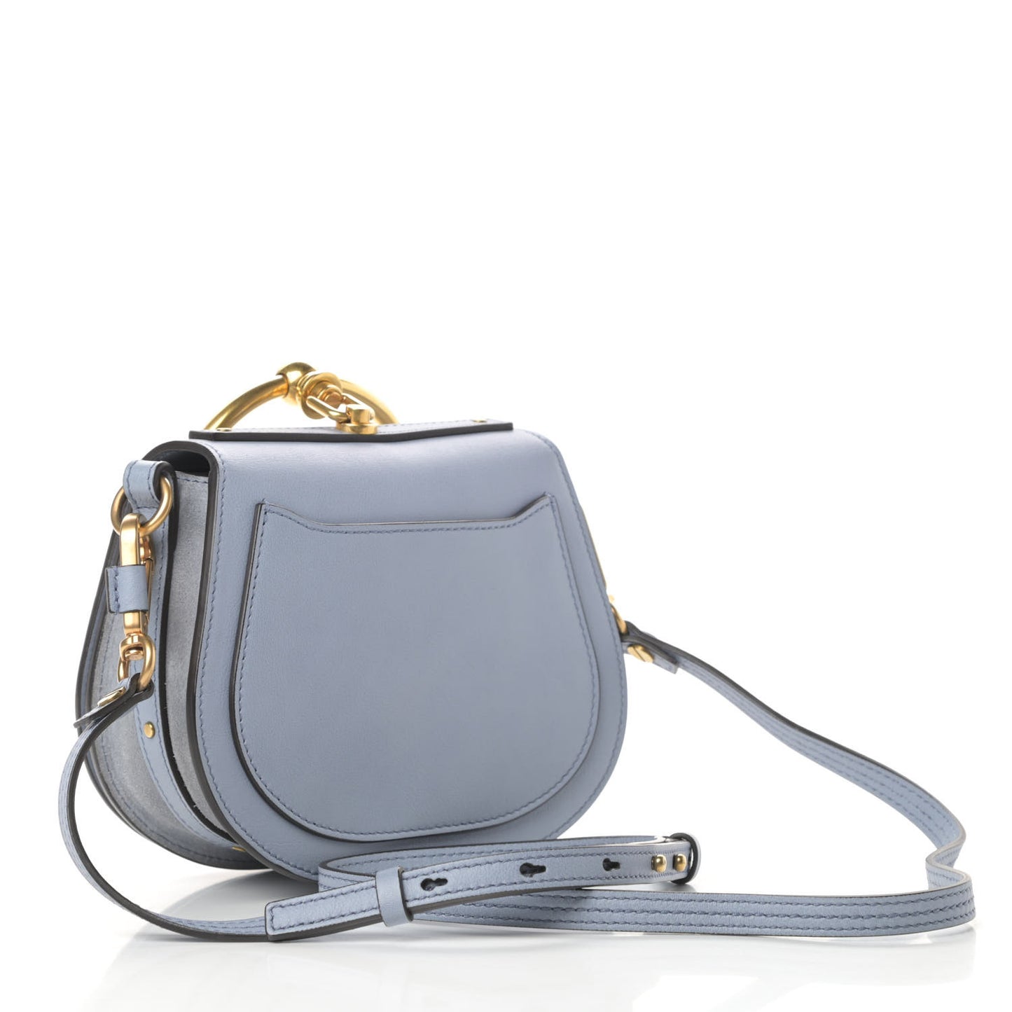 Calfskin Suede Small Nile Bracelet Bag Cloudy Blue