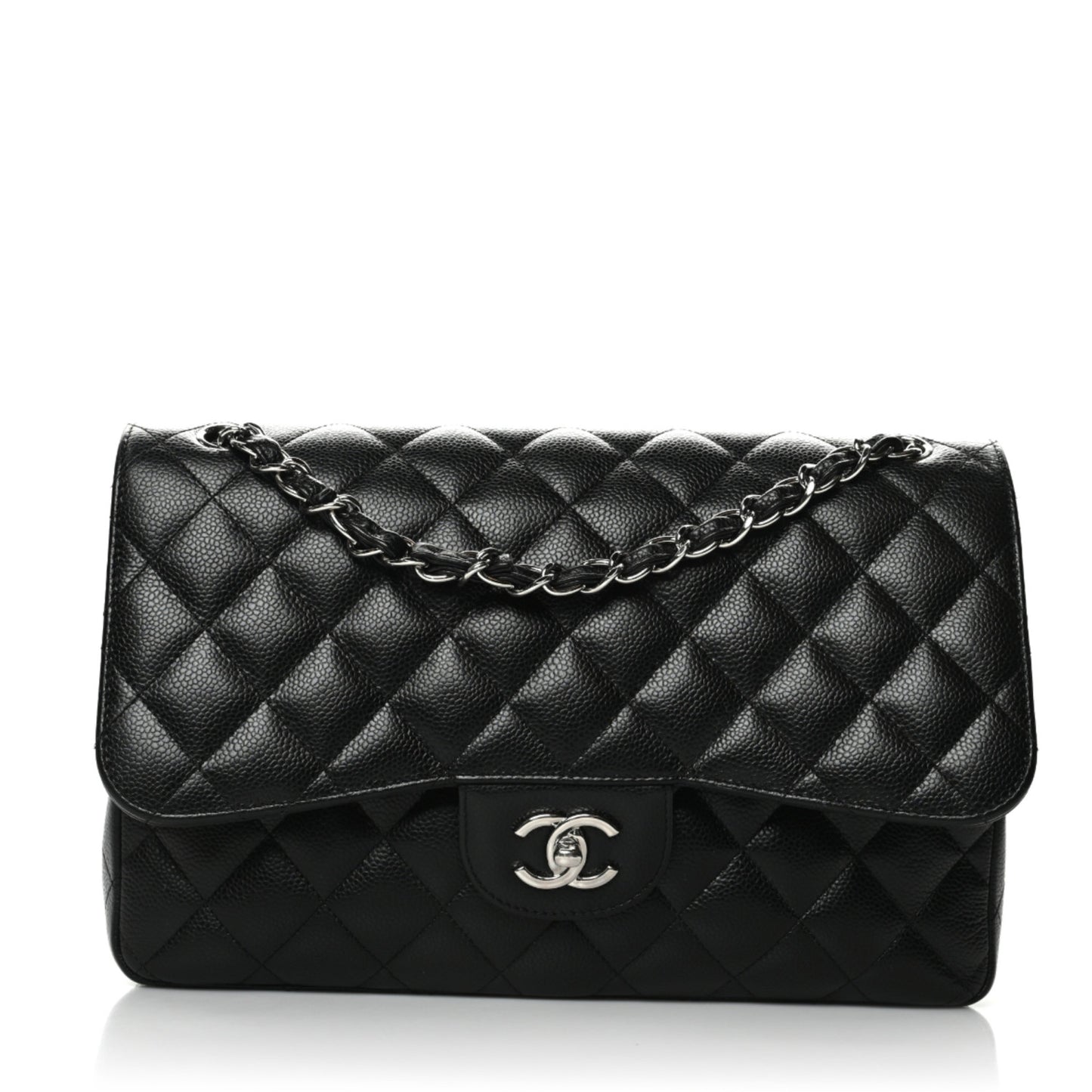 Caviar Quilted Jumbo Double Flap Black