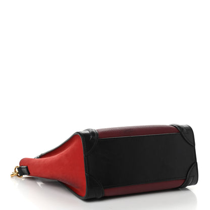 Celine Drummed Calfskin Nubuck Nano Tri-Color Luggage Burgundy 4 of 17