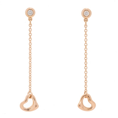 Tiffany 18K Rose Gold Diamond Elsa Peretti Diamonds by the Yard Open Heart Earrings 1 of 4