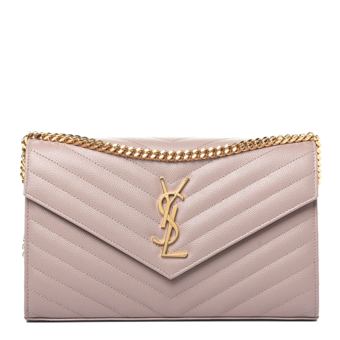 Grain De Poudre Matelasse Chevron Monogram Chain Wallet Rose Antic