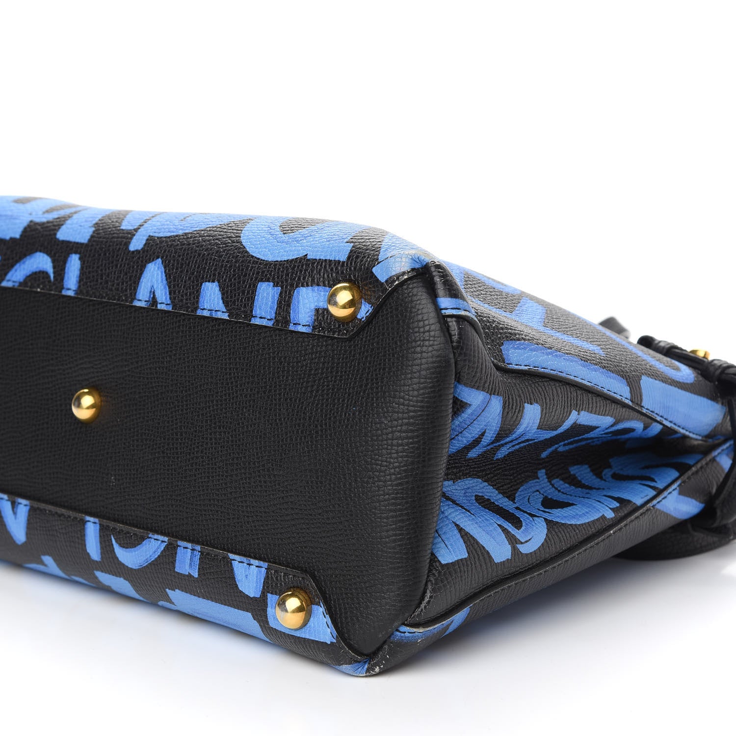 Burberry Grainy Calfskin Graffiti Print Medium Banner Tote Black 9 of 9