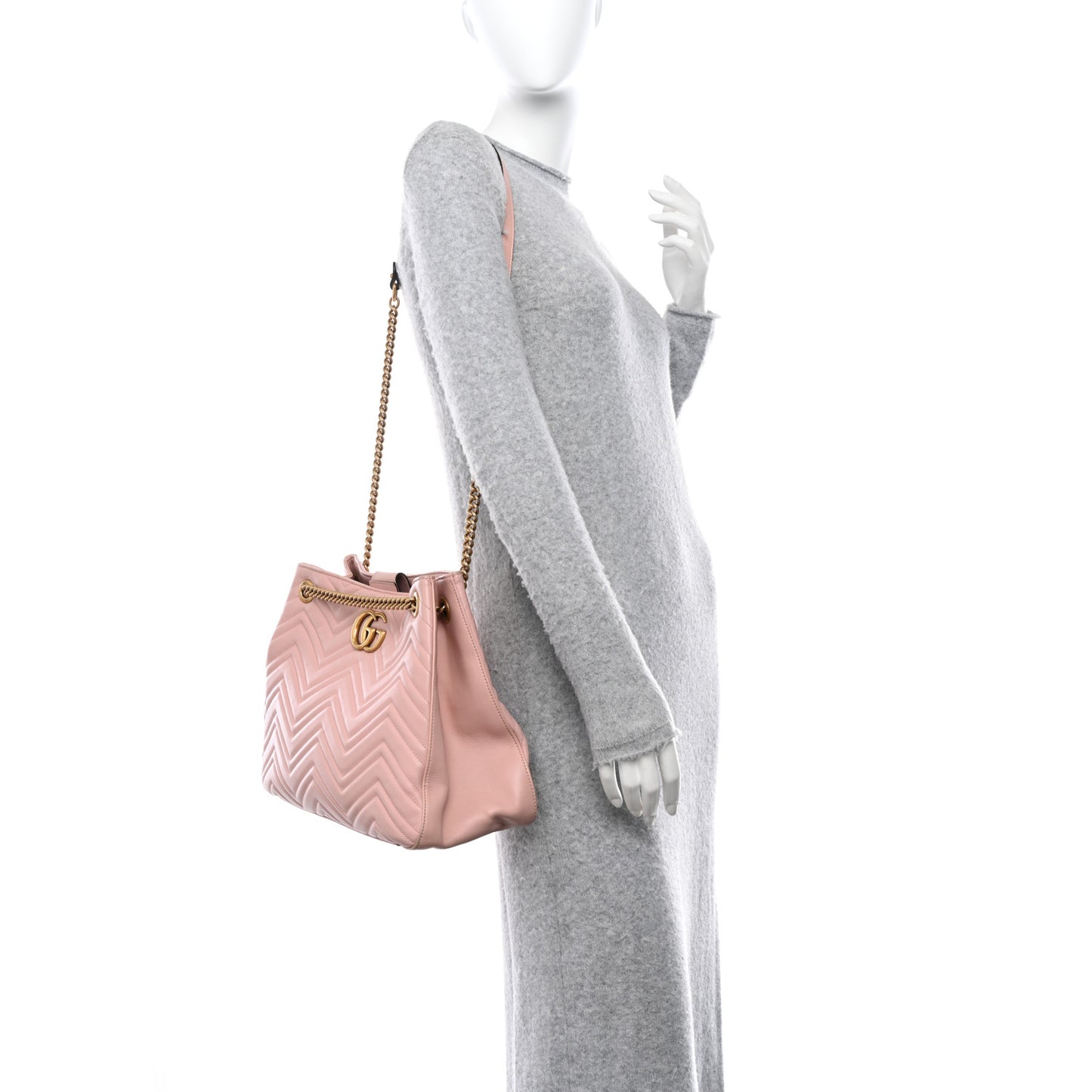 Calfskin Matelasse Medium GG Marmont Shoulder Tote Bag Perfect Pink