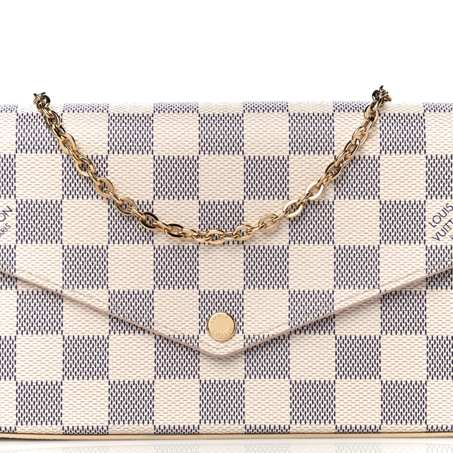 Louis Vuitton Damier Azur Pochette Felicie Chain Wallet Rose Ballerine 8 of 11