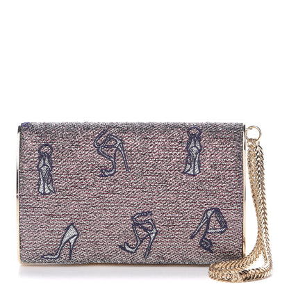 Jimmy Choo Glitter Shoe Printed Clutch Gold 1 of 8