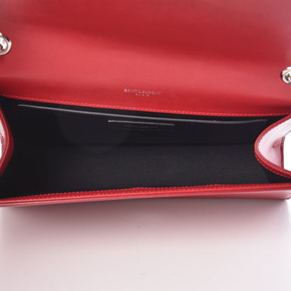 Saint Laurent Grain De Poudre Medium Monogram Kate Satchel Red 7 of 10
