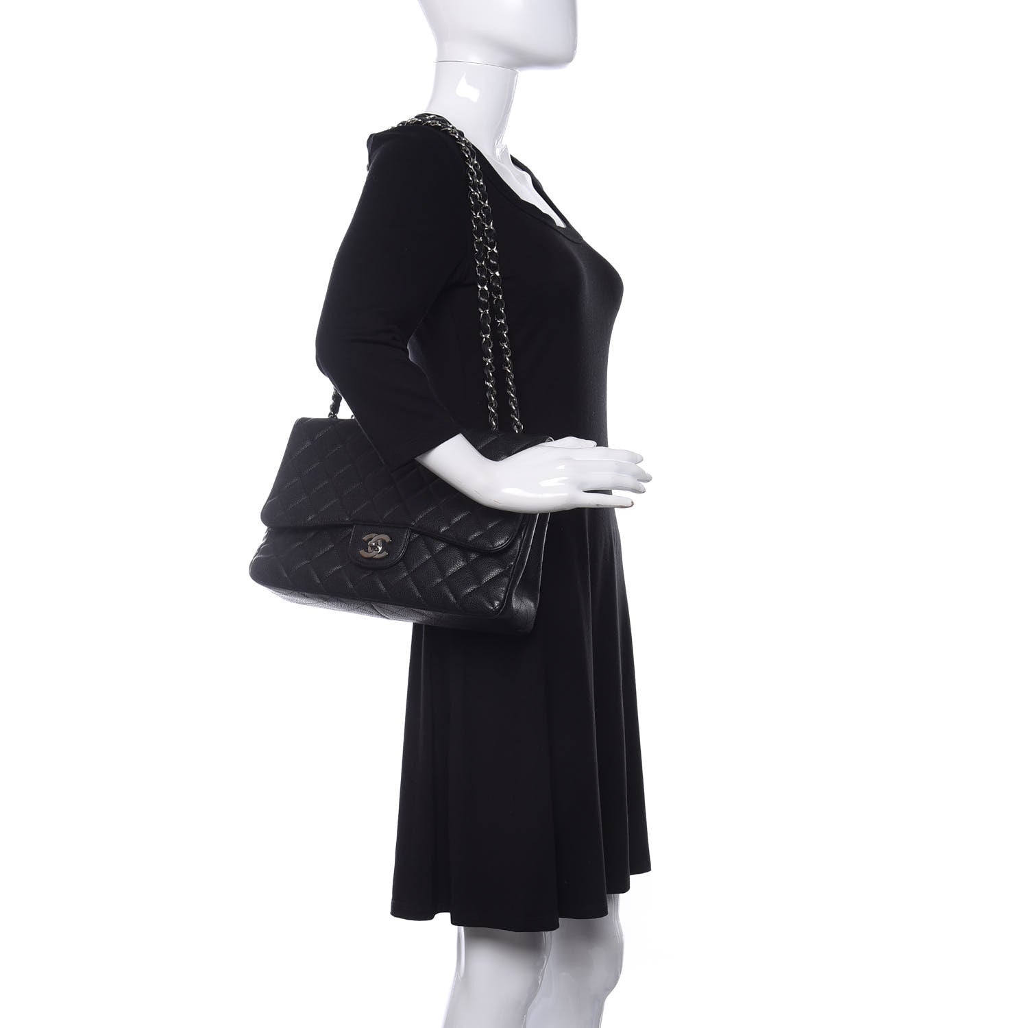 Chanel Caviar Quilted Jumbo Single Flap Black 2 of 11