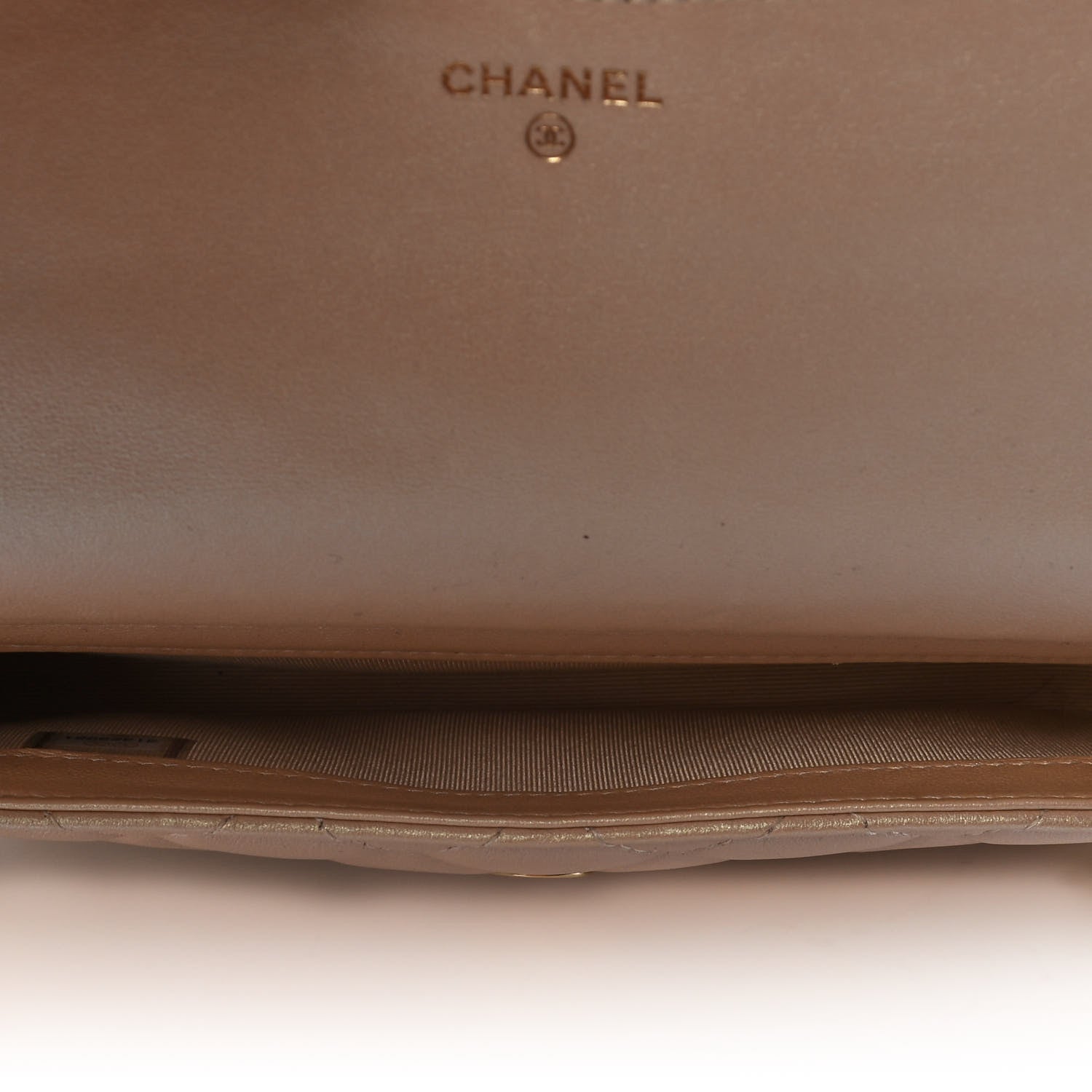 Chanel Iridescent Lambskin Quilted Flap Phone Holder With Chain Beige 4 of 13