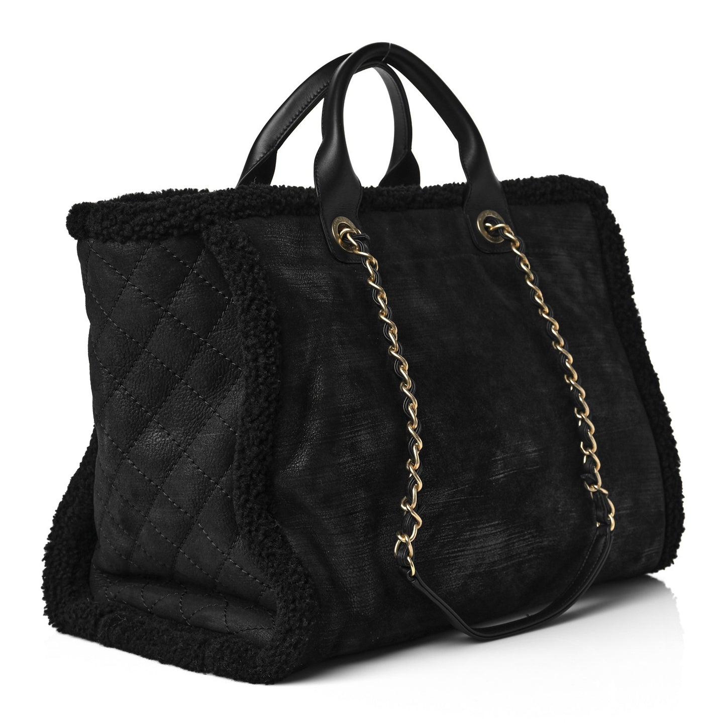 Shearling Large Deauville Tote Black