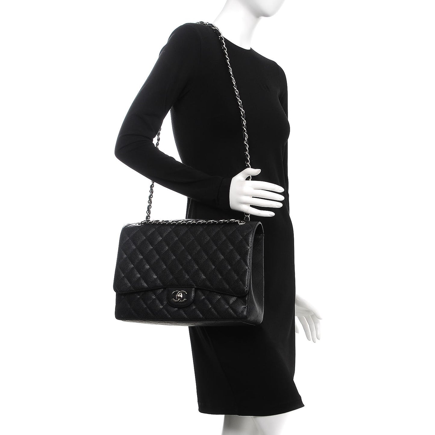 Caviar Quilted Maxi Single Flap Black