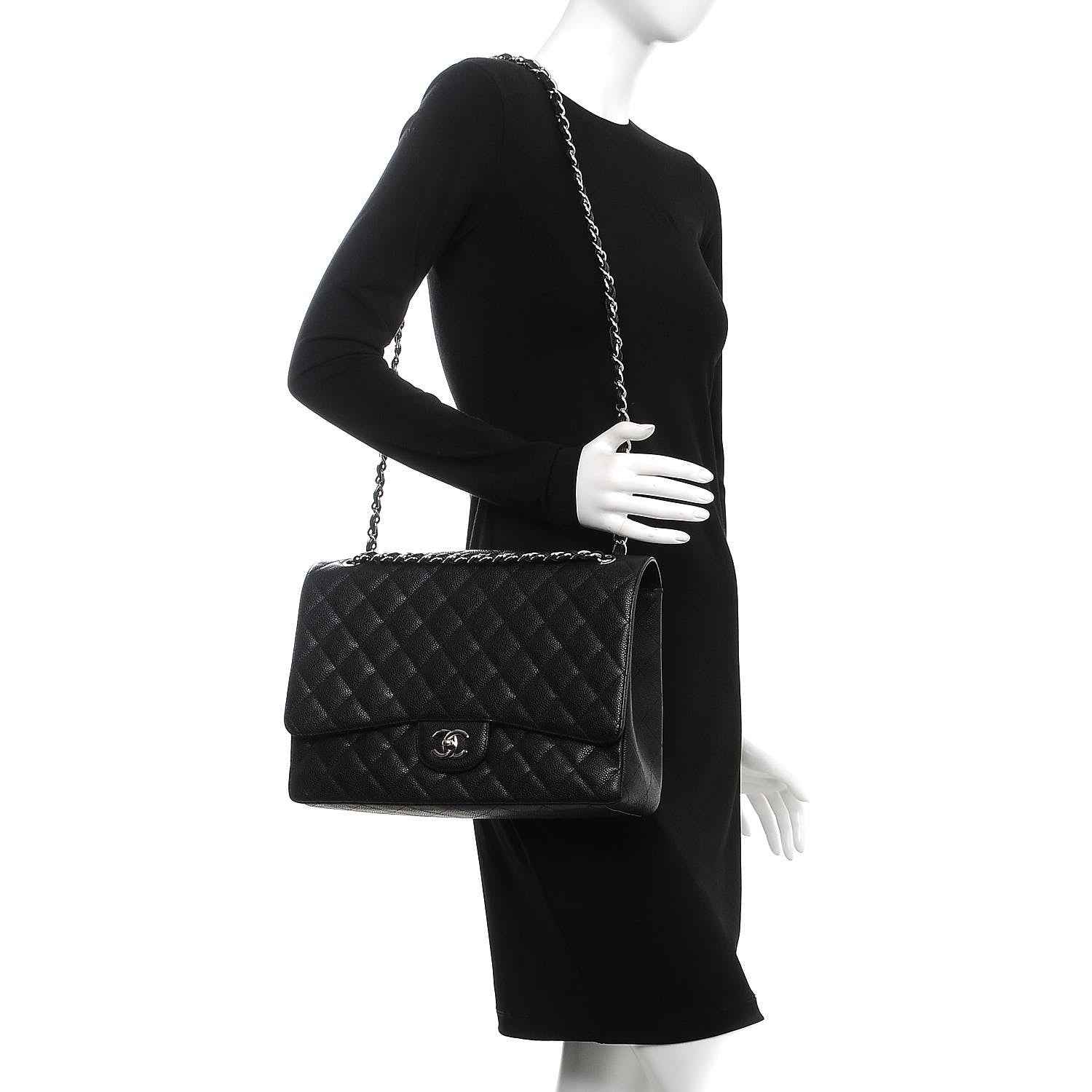 Chanel Caviar Quilted Maxi Single Flap Black 2 of 9