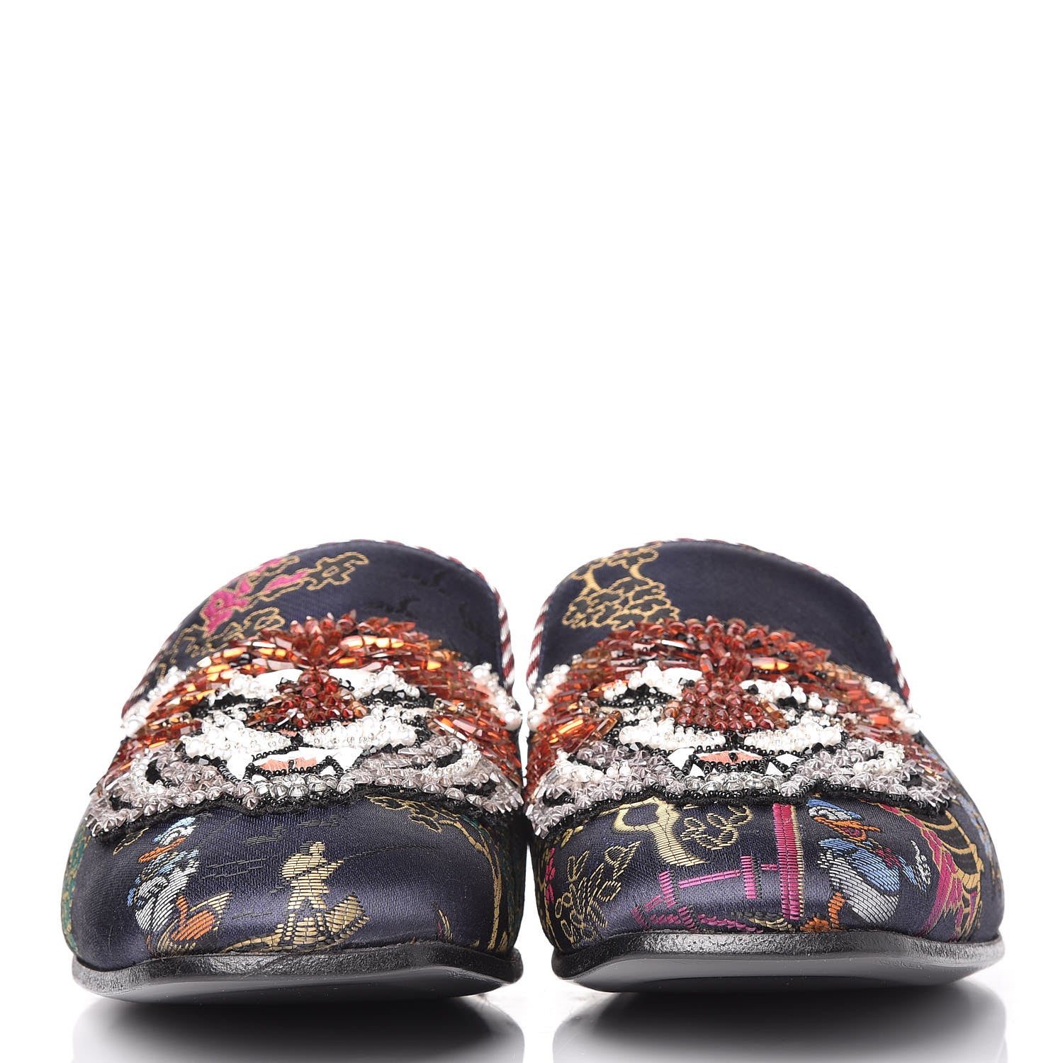 Gucci X DISNEY Jacquard Japanese Donald Duck Embellished Mens Slippers 5 Tide Multicolor Bordeaux 2 of 7