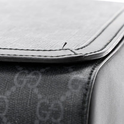 Gucci GG Supreme Monogram Web Flap Messenger Bag Black Grey 12 of 12