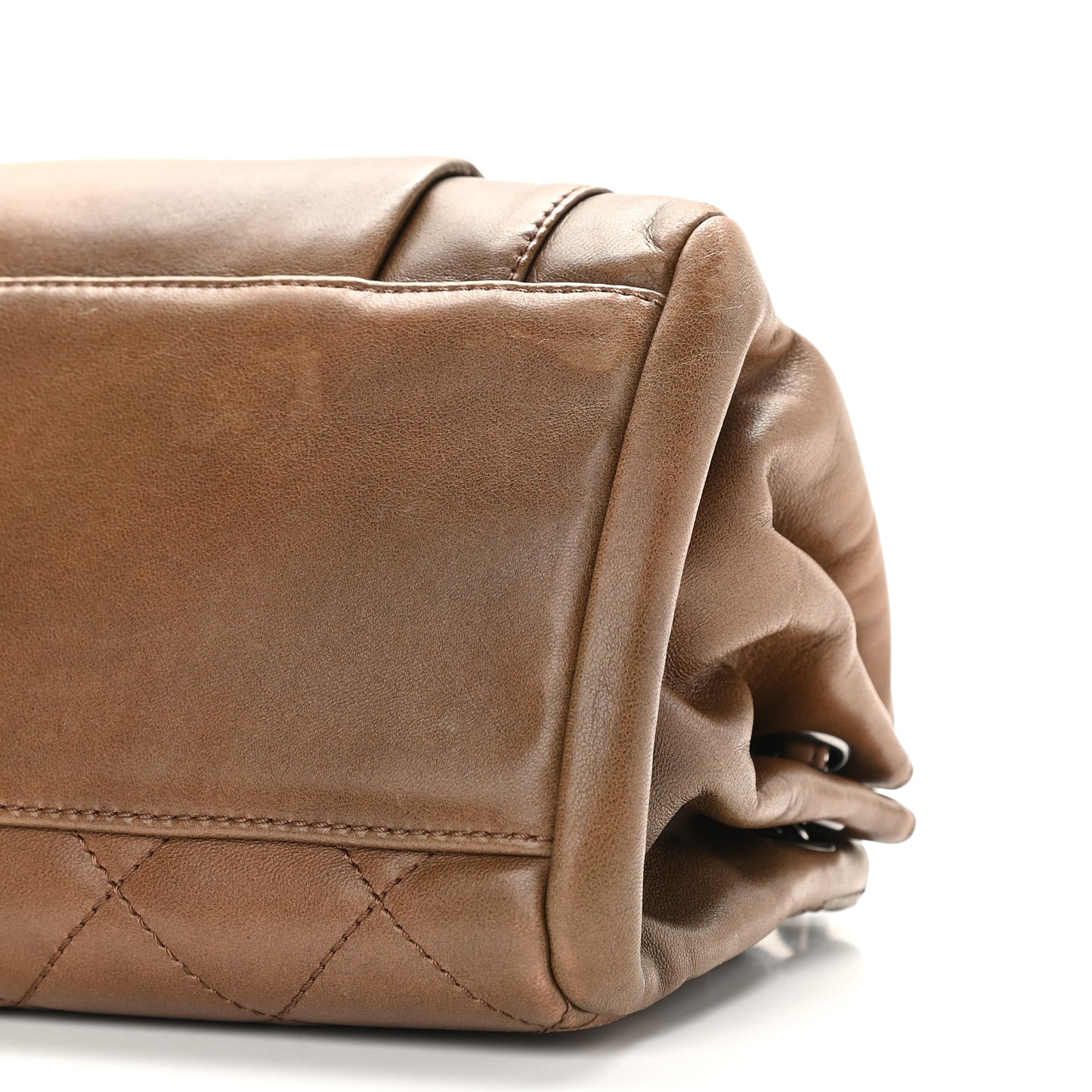 Calfskin Quilted Frame Flap Brown