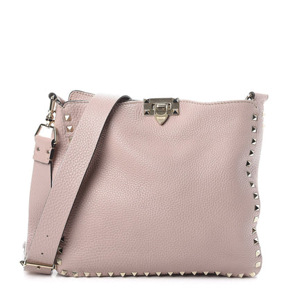 Valentino Garavani Pebbled Calfskin Small Rockstud Flip-Lock Messenger Bag Poudre 1 of 7