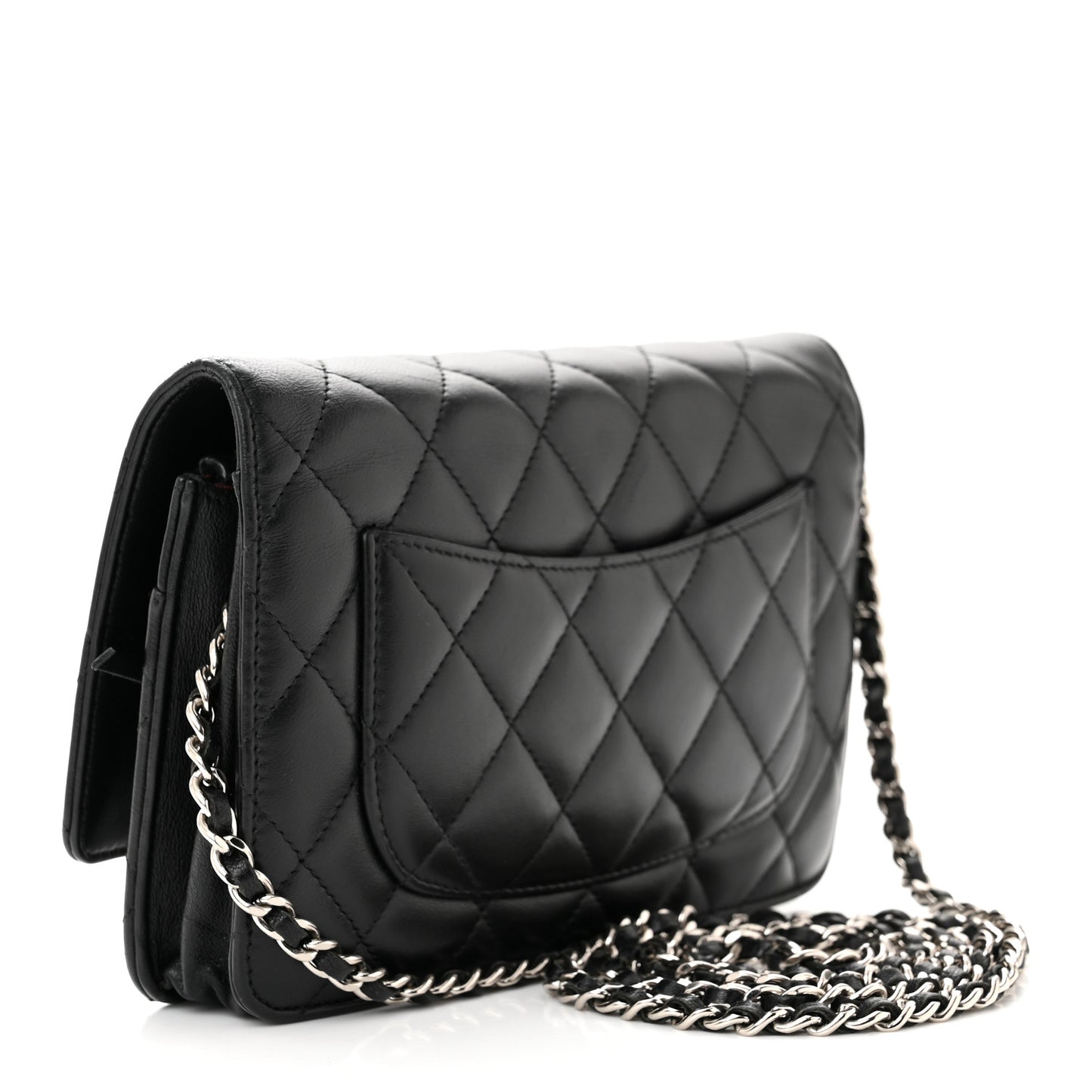 Lambskin Quilted Wallet On Chain WOC Black