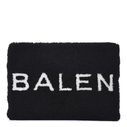 Balenciaga Sheepskin Shearling Contrasted Logo Large Zip Pouch Black 1 of 7
