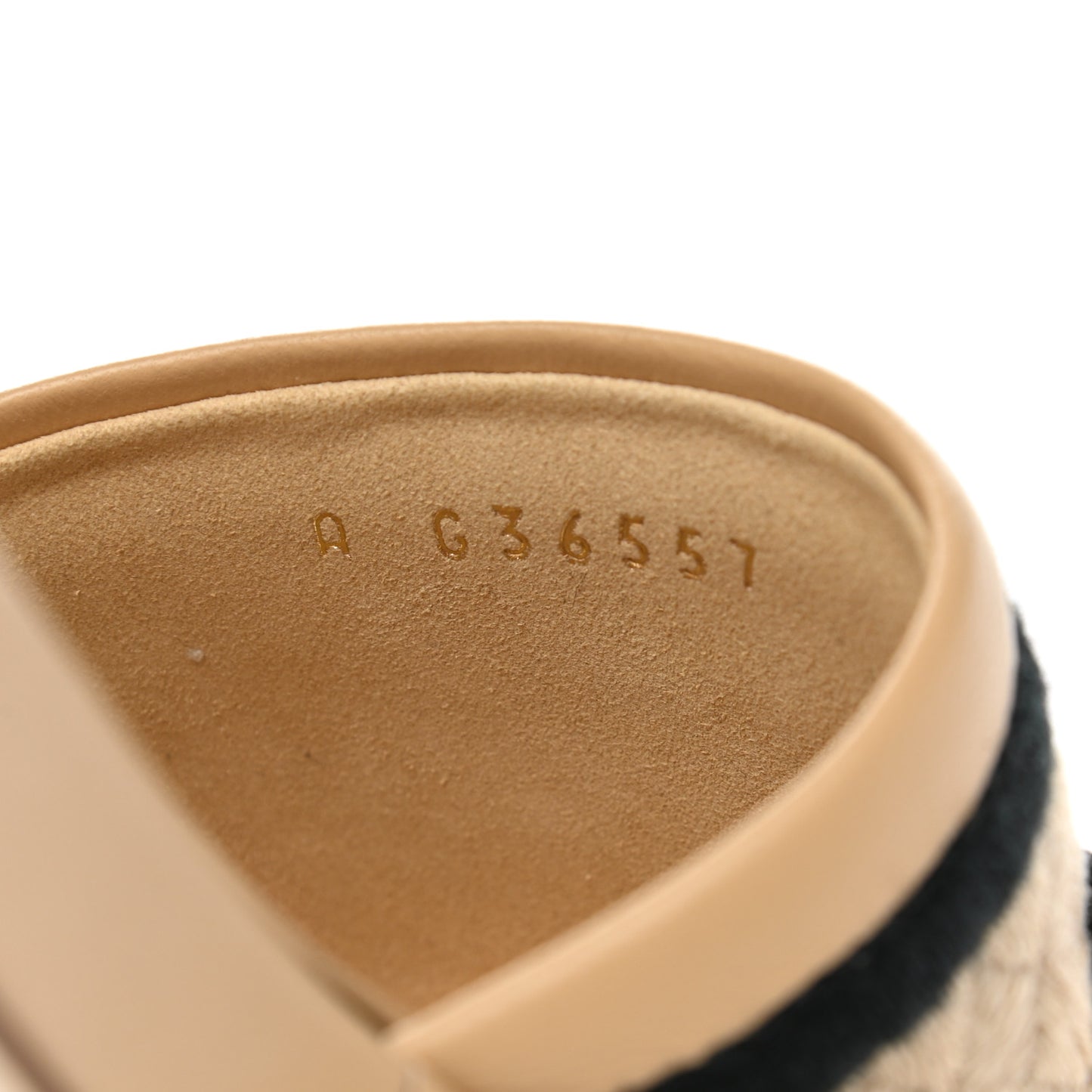 Lambskin Embroidered CC Mule Sandal 35 Beige Black