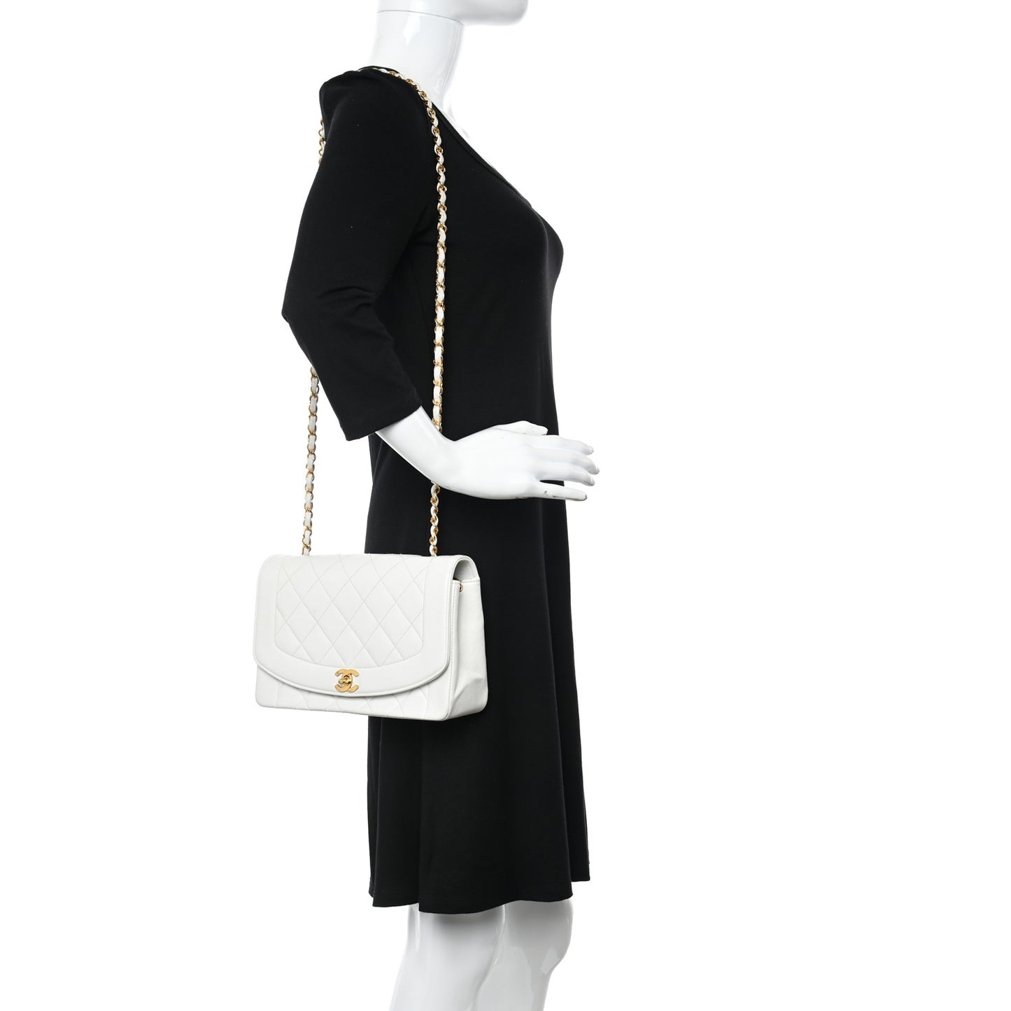 Lambskin Quilted Medium Single Flap White