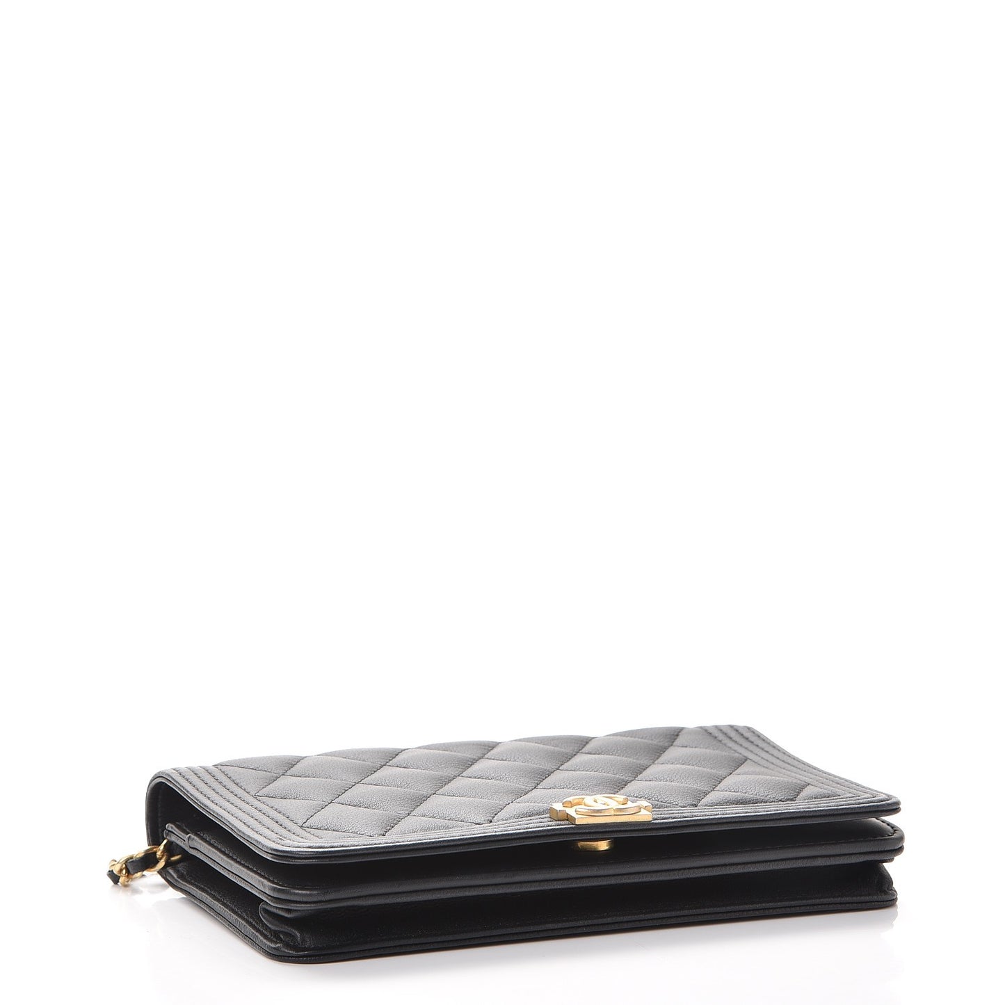 Caviar Quilted Boy Wallet On Chain WOC Black