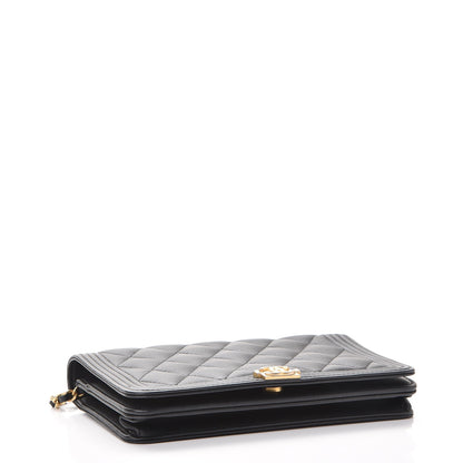 Chanel Caviar Quilted Boy Wallet On Chain WOC Black 4 of 10