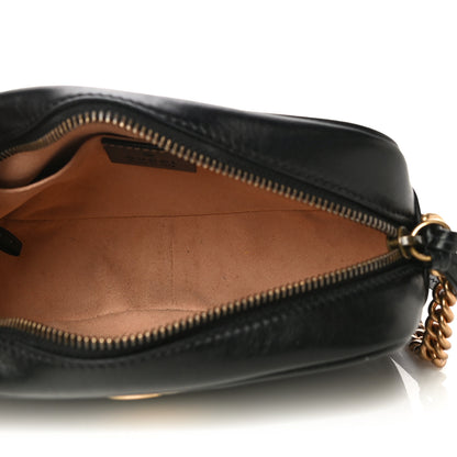 Gucci Calfskin Matelasse Mini GG Marmont Chain Shoulder Bag Black 5 of 11