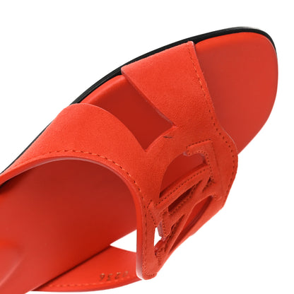 Louis Vuitton Suede Goatskin LV Isola Flat Sandals 40 Orange 9 of 10
