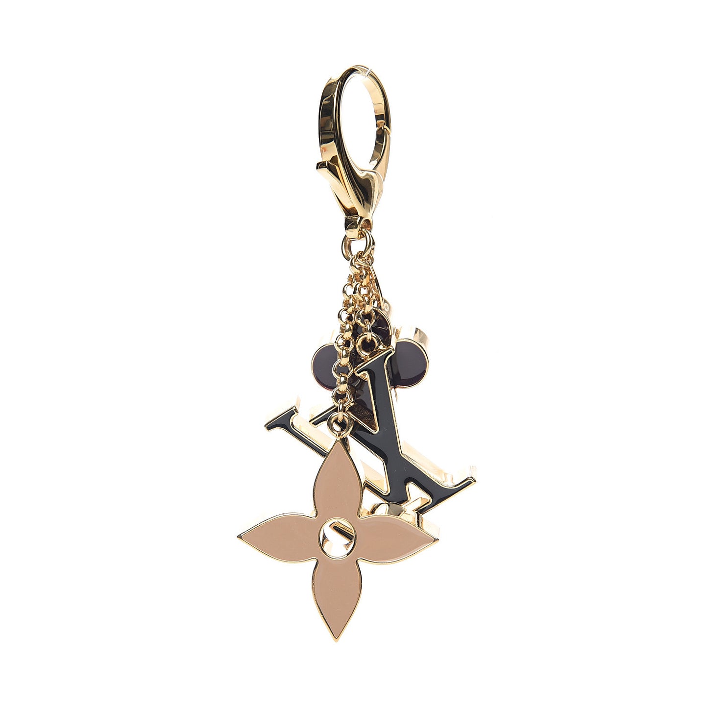 Fleur De Monogram Bag Charm Dore