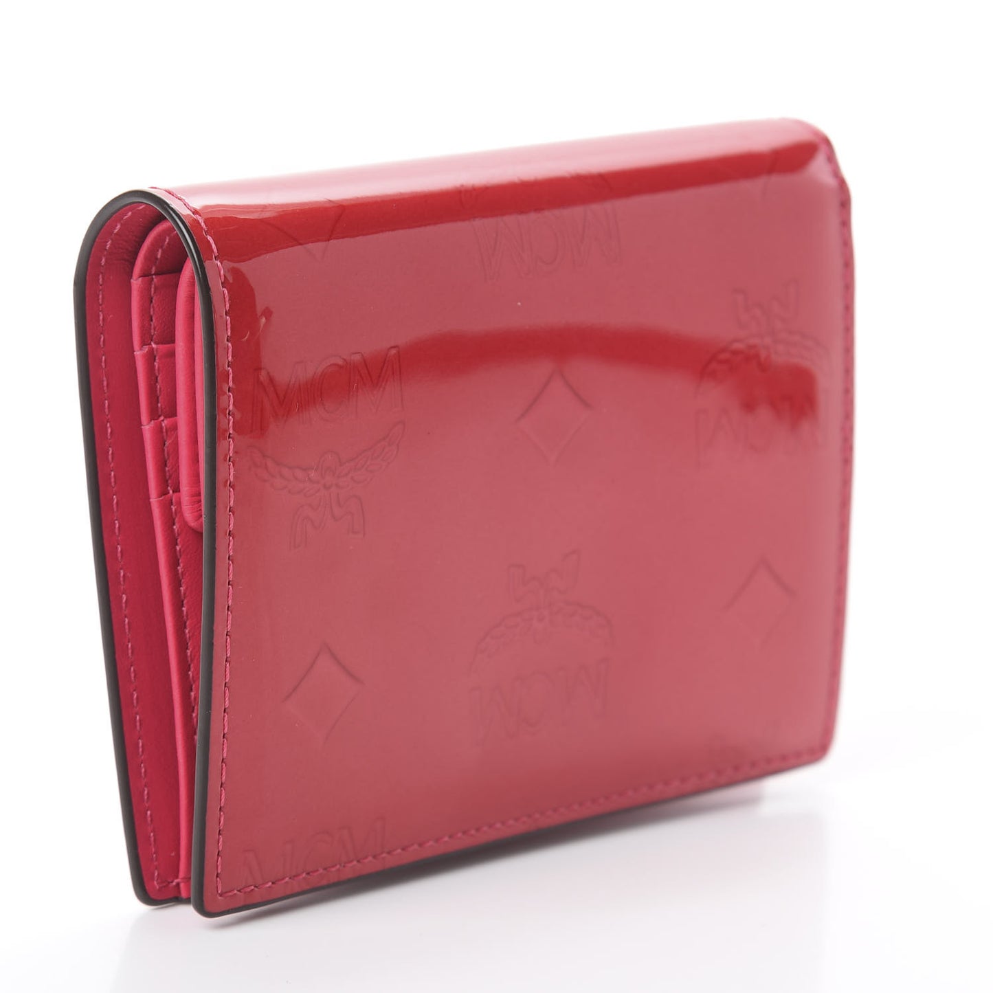 Patent Monogram Bifold Wallet Red