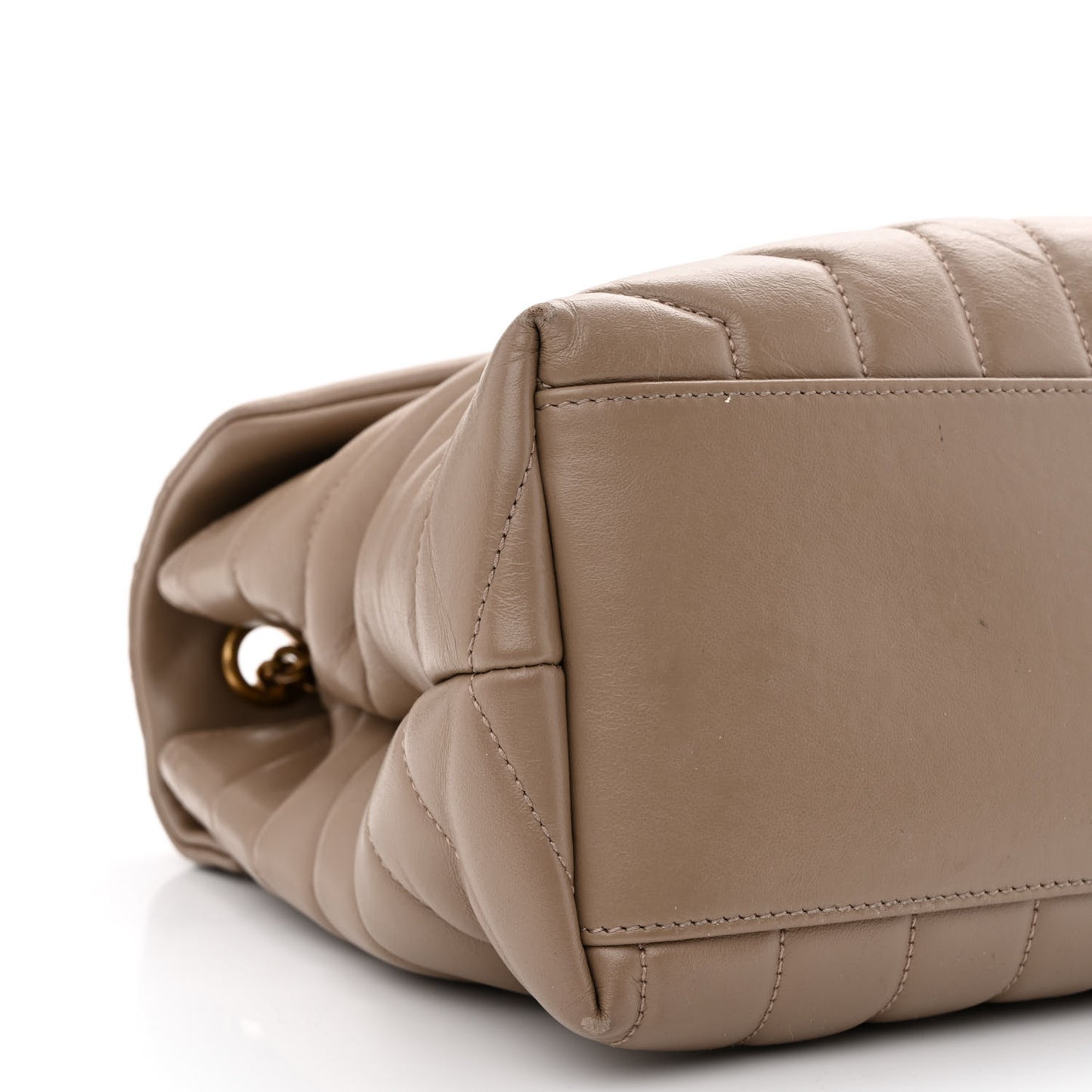 Calfskin Y Quilted Monogram Medium Loulou Chain Satchel Dusty Grey