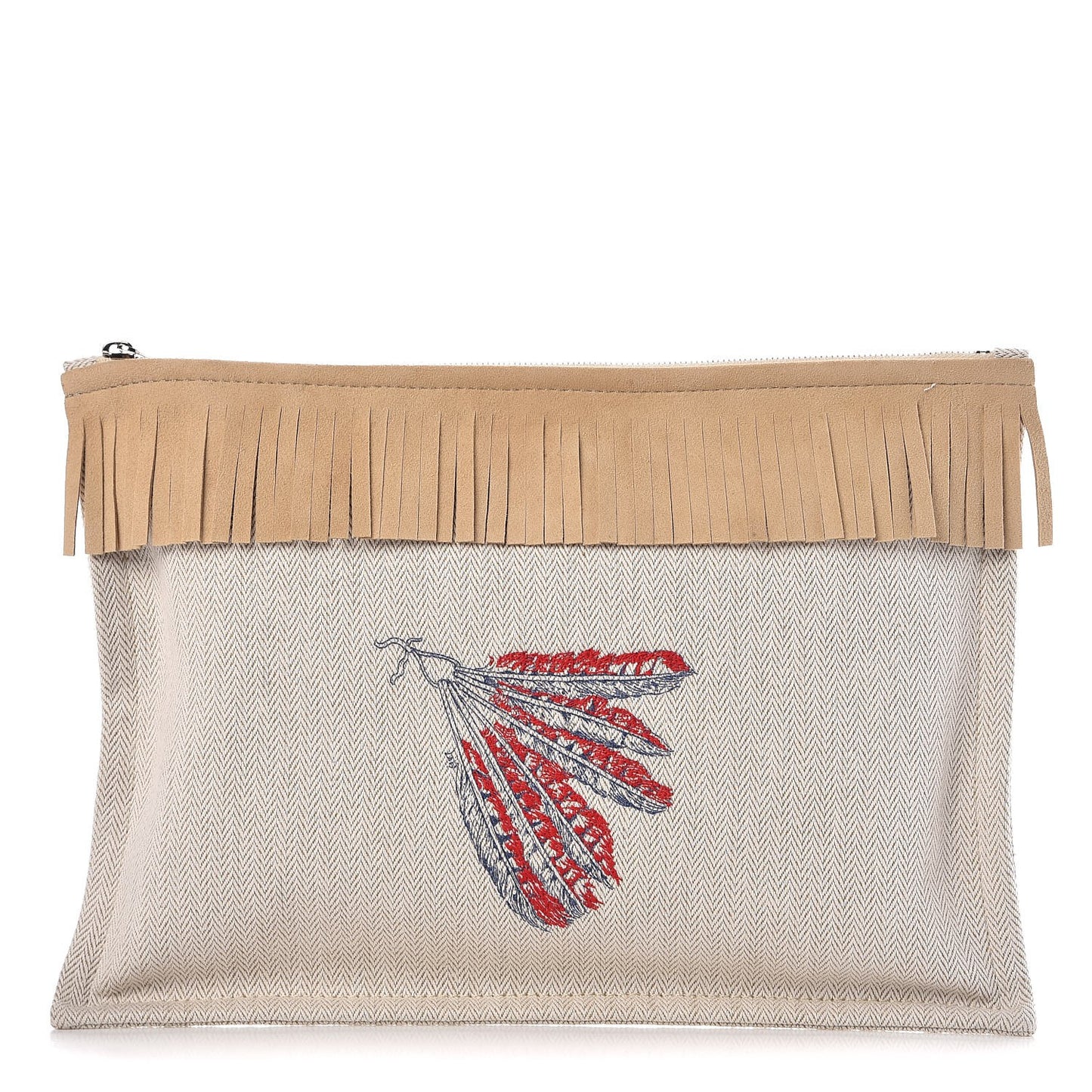 Toile Velvet Lambskin Tipi Print Flat Case Beige Coyote