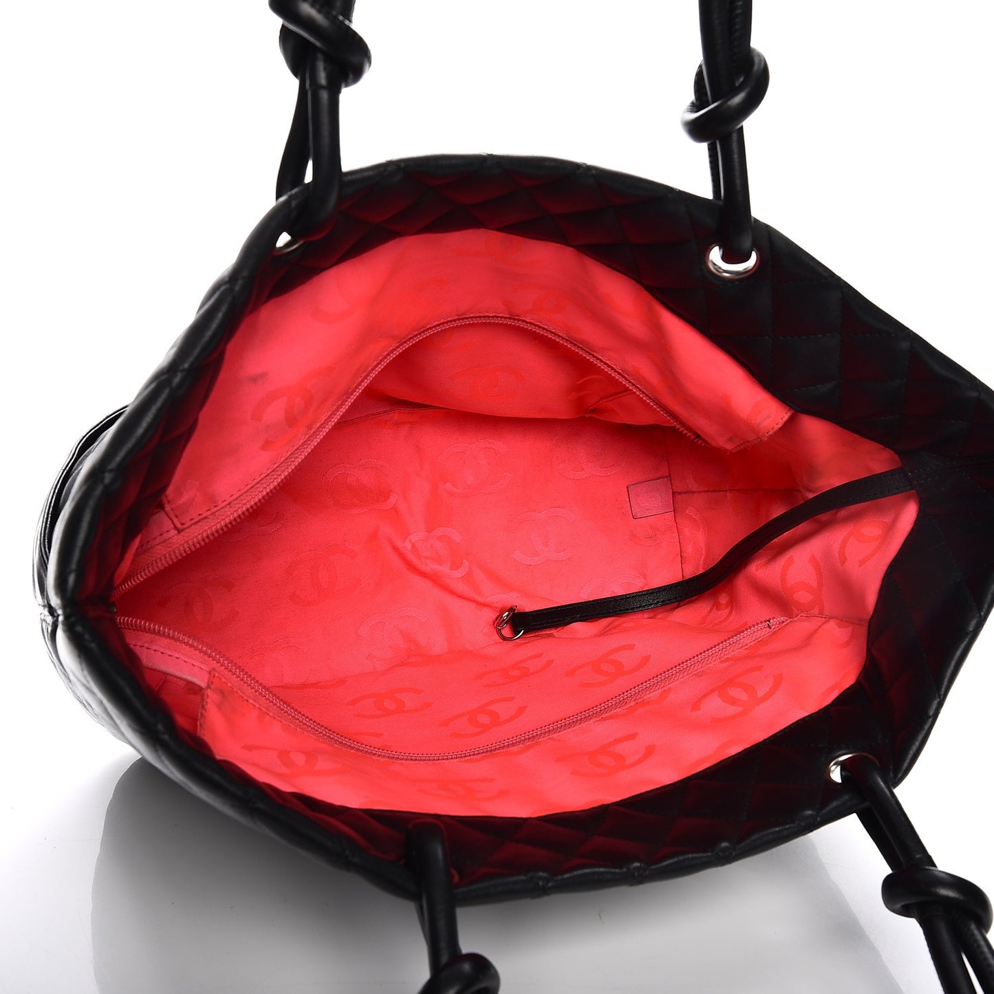 Calfskin Quilted Large Cambon Tote Black White