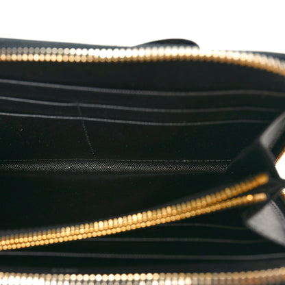 Prada Saffiano Fiocco Bow Zip Around Wallet Black Black 4 of 7