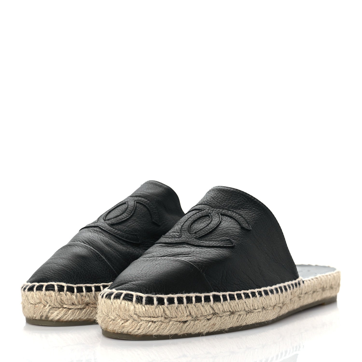 Chanel Calfskin CC Espadrille Mules 40 Black 3 of 10