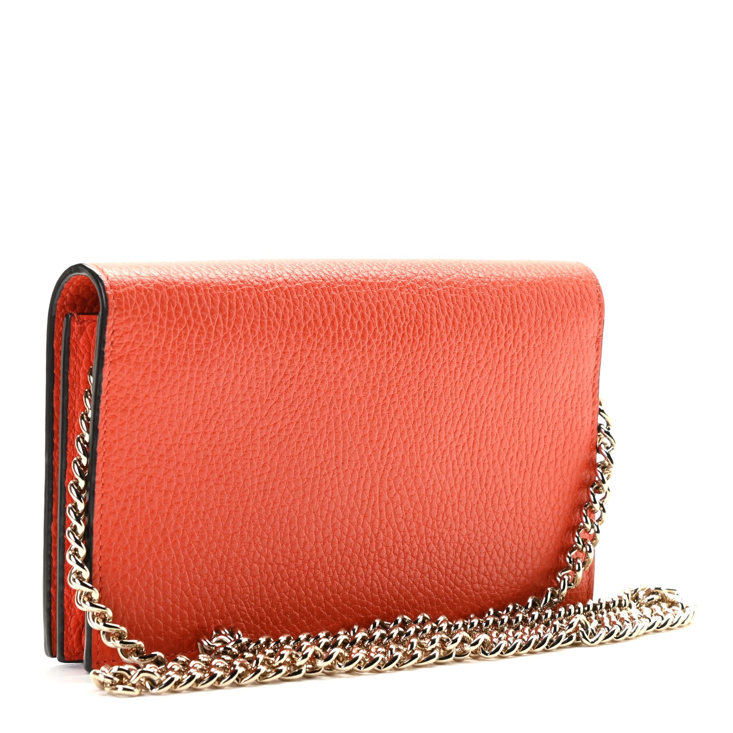 Dollar Calfskin Medium Betty Chain Wallet Sun Orange