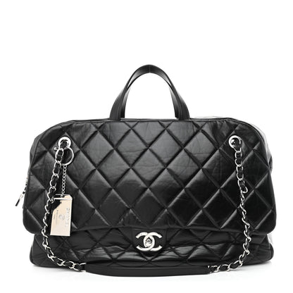 Chanel Aged Calfskin Quilted Large Express Bowling Bag Black 1 of 10