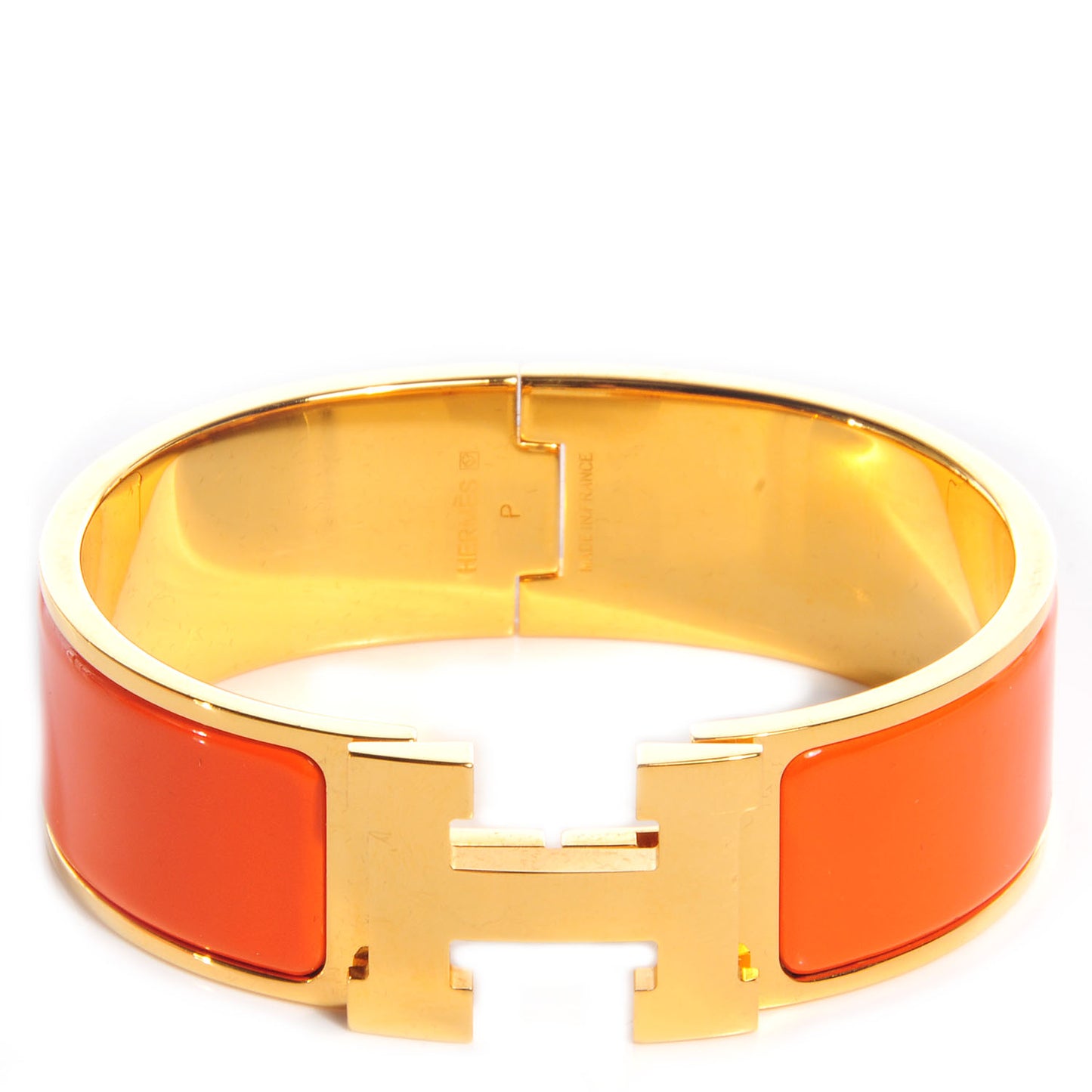 Enamel Wide Clic Clac H Bracelet GM Orange