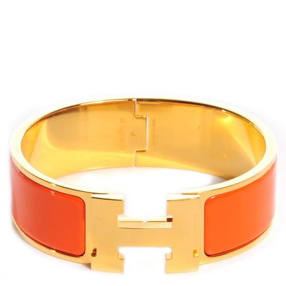 Hermes Enamel Wide Clic Clac H Bracelet GM Orange 1 of 5