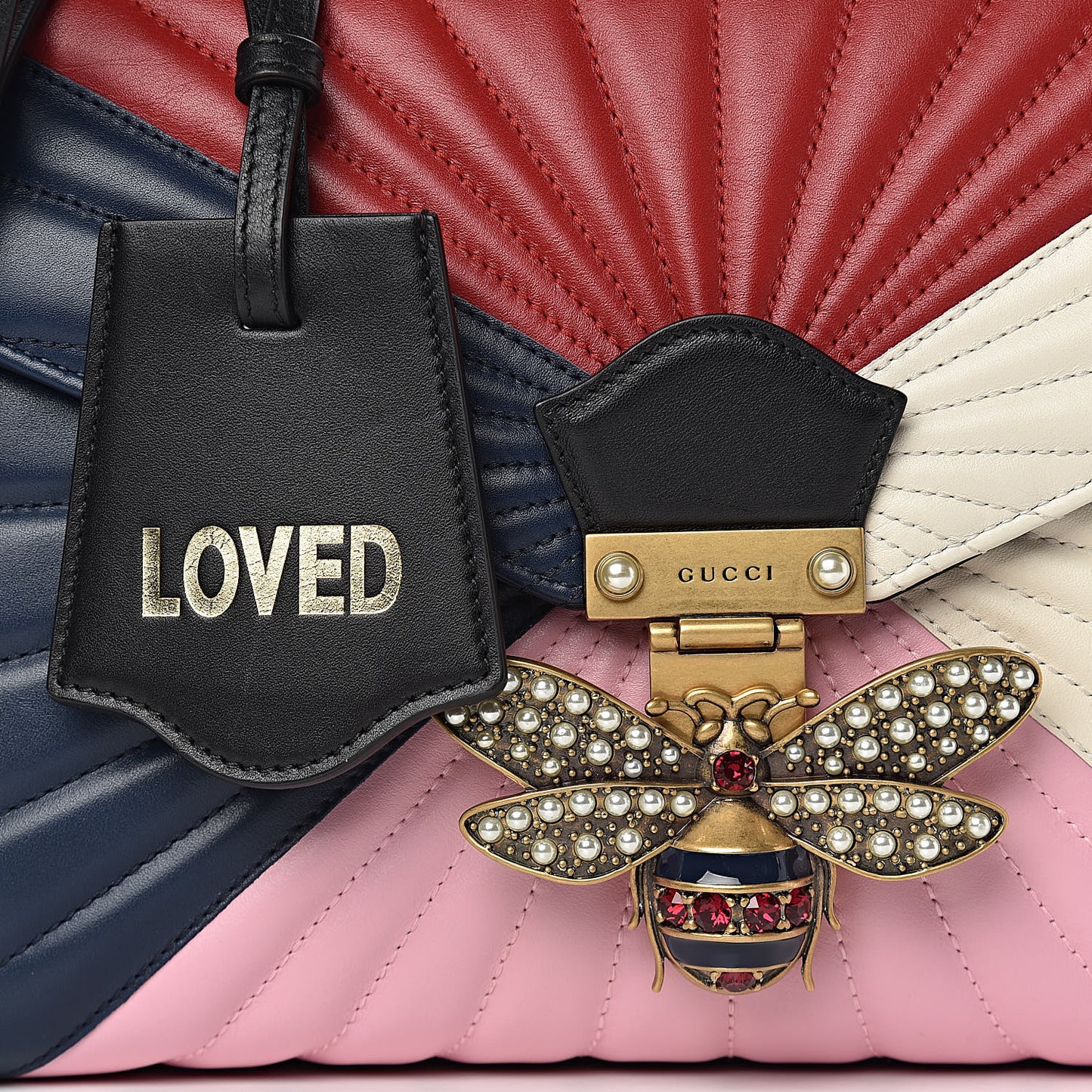 Calfskin Bamboo Trapuntata Queen Margaret Top Handle Bag Blue Agata Hibiscus Red Mystic White Sugar Pink