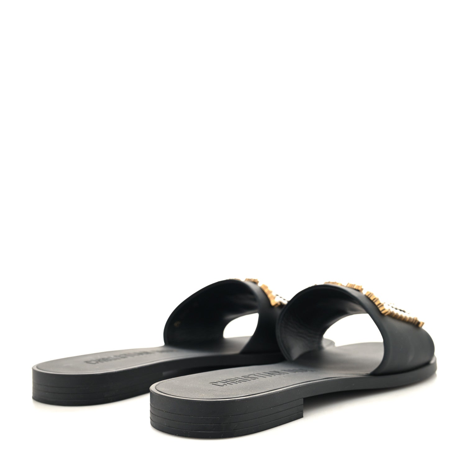 Christian Dior Matte Calfskin Pearl Dio(r)evolution Slide Sandals 40 Black 4 of 8