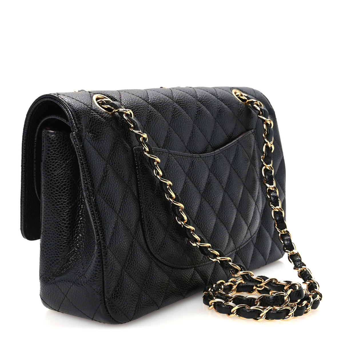 Caviar Quilted Medium Double Flap Black