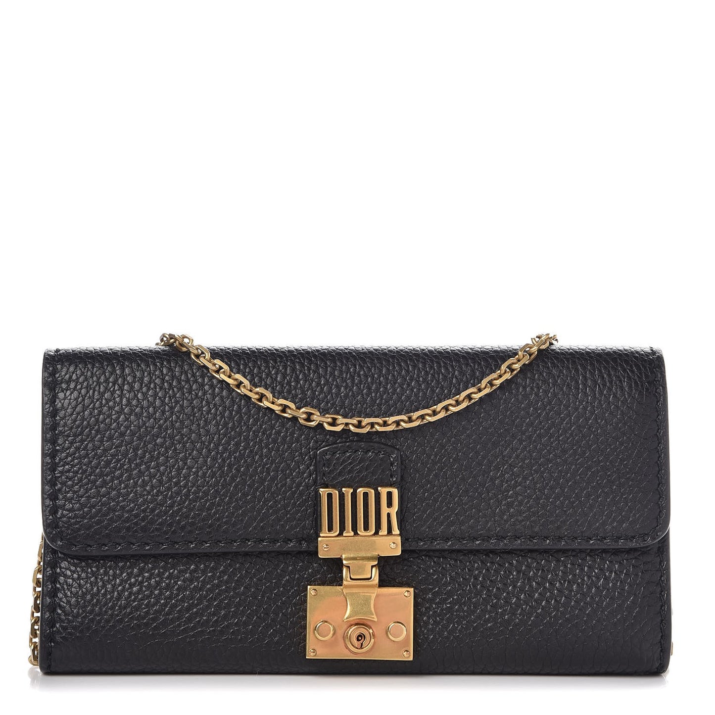 Calfskin Dioraddict Wallet on Chain Black
