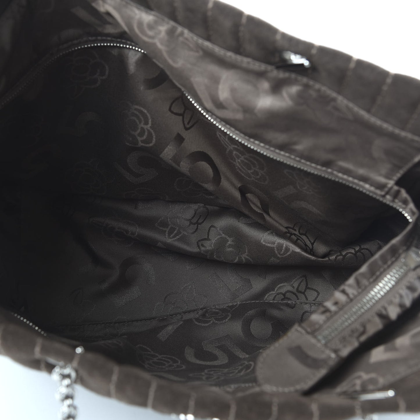 Suede Quilted Vertical Tote Brown