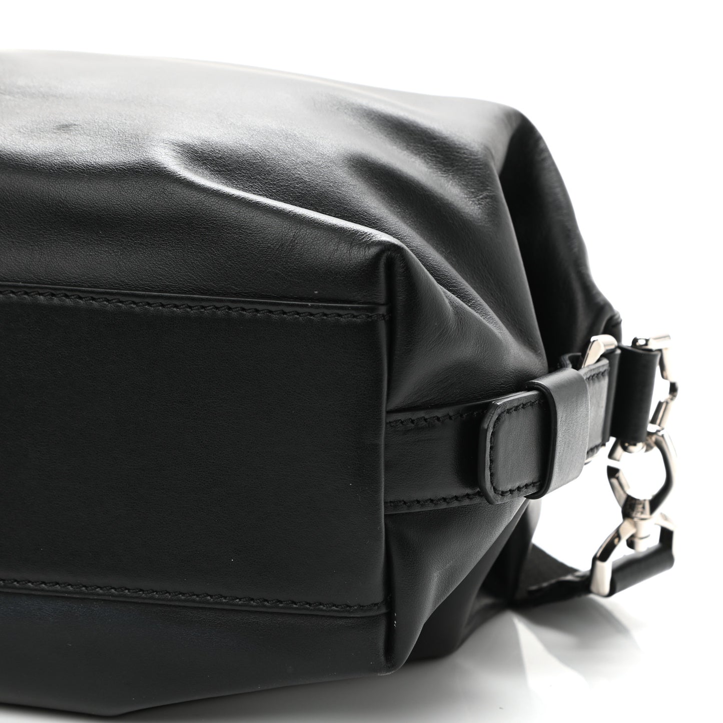 Waxed Calfskin Small Nightingale Logo Strap Black