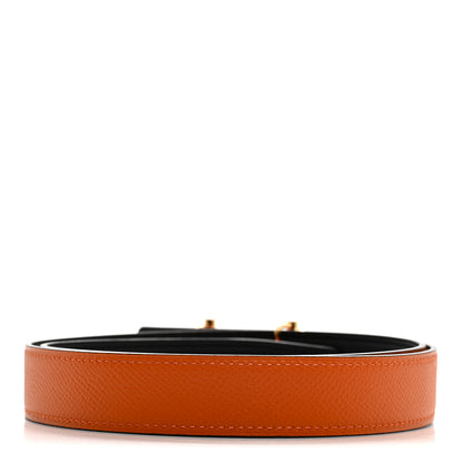 Hermes Swift Epsom 24mm Gamma Belt 75 30 Black Orange 4 of 7