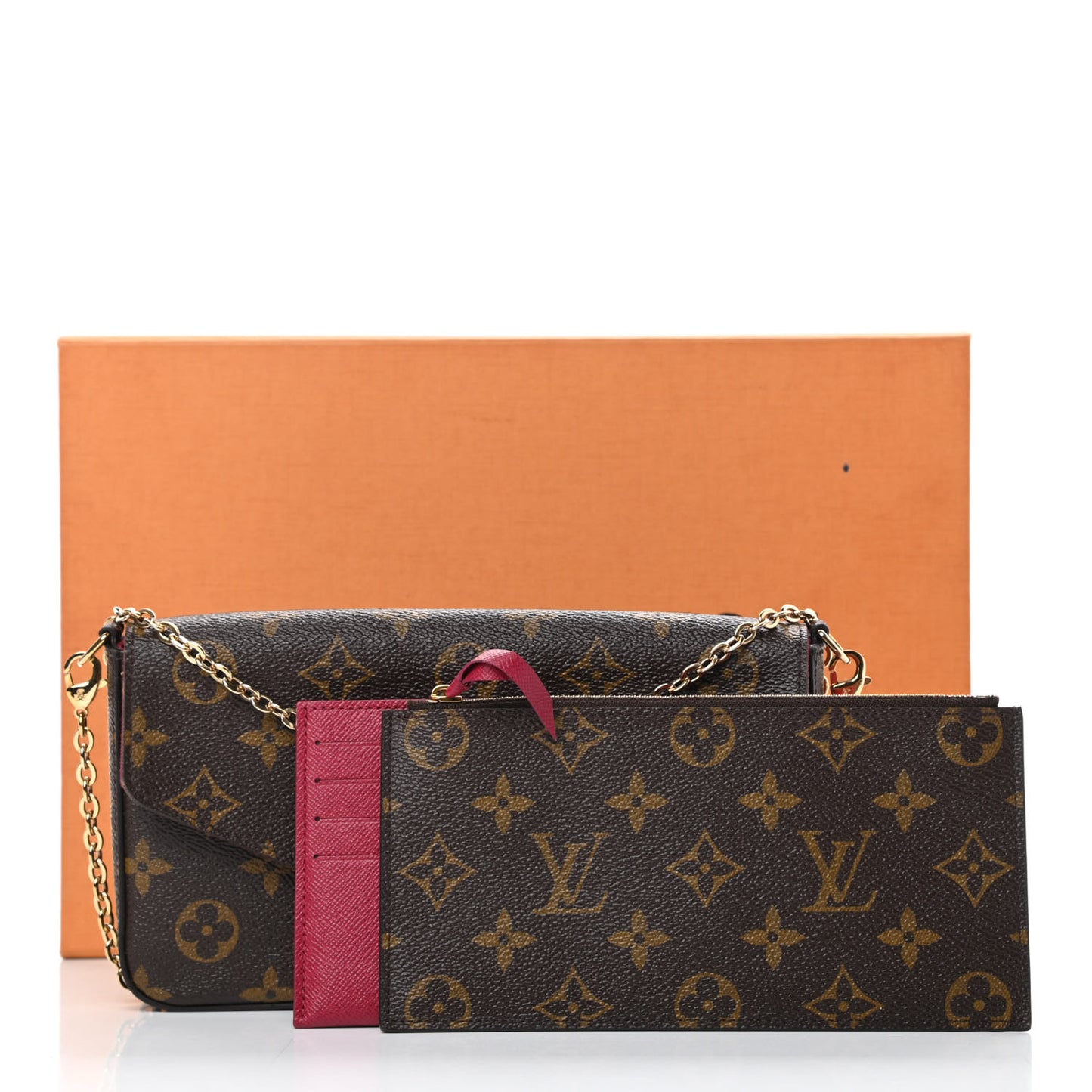 Monogram Pochette Felicie Chain Wallet Fuchsia